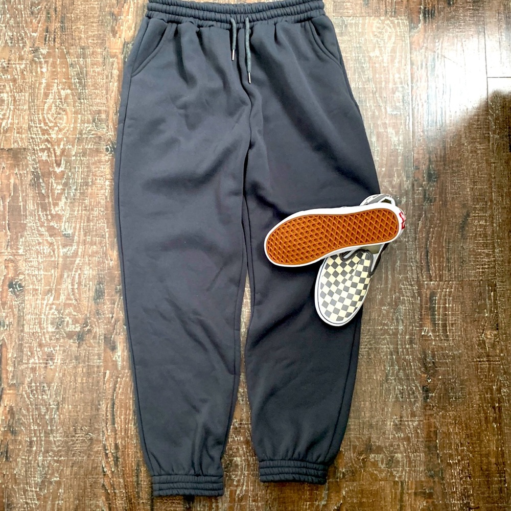 Gray sweatpants from shein, light gray vans size 7.5 in mens